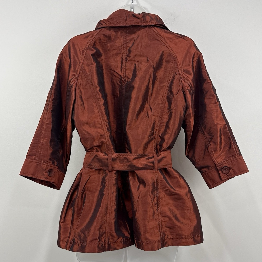 Chicos Marilee Topper Womens 2/L Rust NWT Iridescent Sophisticated Belted Glam - Picture 14 of 16